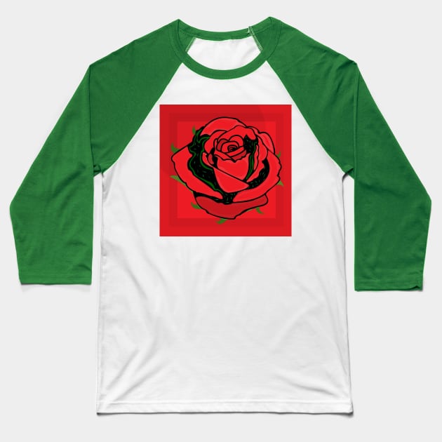 Red Rose Baseball T-Shirt by momomoma